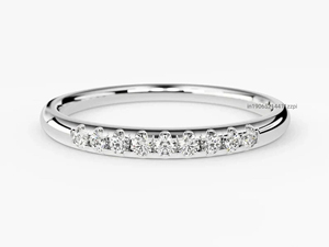 Alliance Moissanite or jaune massif 14 carats avec pierres rondes 0.15 TC, bague empilable assortie, cadeau d'anniversaire pour femme - Product Image 4