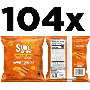 SunChips Chips de Cereales Integrales 100%, Sabor Cheddar, Bolsas de 1 oz, Paquete de 104 - Product Image 6