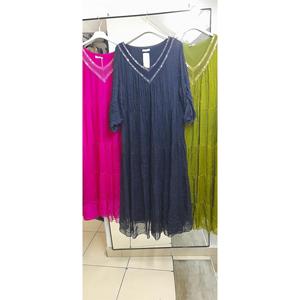 Maxi abito elegante di seta completo con colletto di paillettes italiano-BHMSTLCMN100322-23
