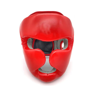 Casque de boxe personnalisé en cuir rouge, protection des joues, protection de la tête pour le MMA, le sparring, la Muay Thai, les arts martiaux - Product Image 1