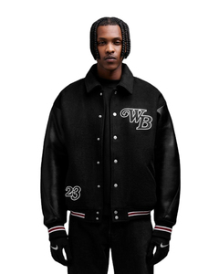 Premium Quality Hooded <b>Fleece</b> <b>Lined</b> Polyester/Cotton Varsity <b>Jacket</b> with Regular Design Long Sleeve Unisex Winter - Product Image 1