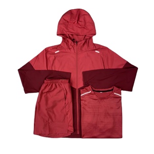 Custom Men Winter Printed <b>Short</b> <b>Jacket</b> Jogger Set 2-Piece Drawstring Nylon Hooded Lightweight Windbreaker Streetwear Tracksuit - Product Image 1