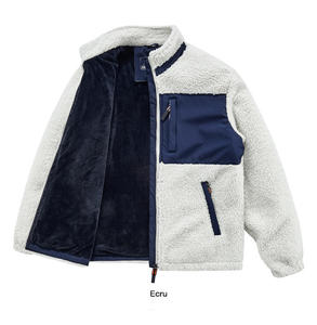 Venta al por mayor de alta calidad Sherpa cremallera chaqueta de satén tejido bolsillo grueso forro polar hombres chaqueta soporte completo logotipo personalizado - Product Image 4