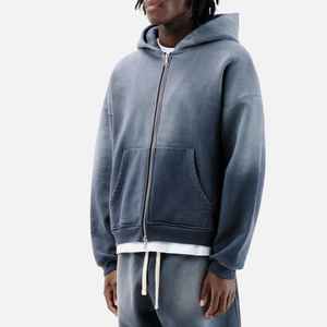 Sweat à capuche épais à fermeture éclair Street Pro Factory Direct, style streetwear, sweat à capuche en molleton à fermeture éclair, vente en gros, sweat à capuche uni personnalisé imprimé à l'écran - Product Image 2