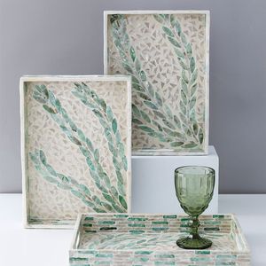 Wooden Mop <b>Tray</b> Designed For Modern Home Decoration And Elegant <b>Table</b> Displays With Pearl Crafted Finish - Product Image 1