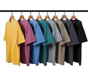 100% coton t-shirt hommes vente en gros surdimensionné personnalisé respirant t-shirts avec logo brodé imprimé personnalisé col rond surdimensionné - Product Image 2