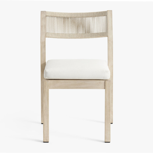 Silla lateral de comedor de teca sólida moderna para el hogar y el hotel, color gris lavado con respaldo de cuerda para uso en apartamentos - Product Image 3