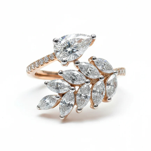Luxury Pear Cut Moissanite Diamond Engagement <b>Ring</b> <b>Set</b> 14K Rose <b>Gold</b> Marquise Leaf Wedding Band Bridal <b>Ring</b> <b>Set</b> for Women - Product Image 1