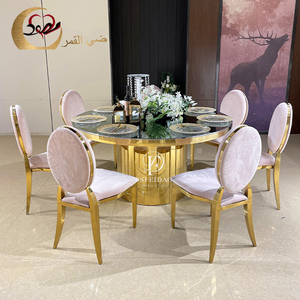 Mesa de Comedor Rectangular de Diseño Moderno con Espejo de Acero Inoxidable para Hotel, Bodas, Eventos al Aire Libre, Base de Columna Personalizada para el Hogar - Product Image 1