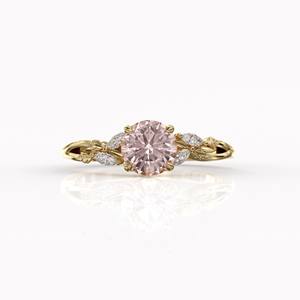 แหวนกิ่งไม้ที่ได้แรงบันดาลใจจากธรรมชาติประดับด้วยเพชรธรรมชาติและแหวนทองมอร์แกไนต์สำหรับผู้หญิงเครื่องประดับแหวนแต่งงาน - Product Image 1