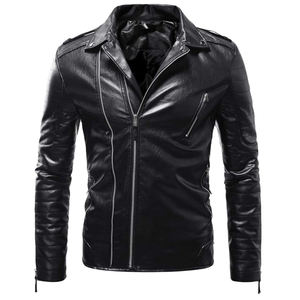 Veste en cuir de motard pour homme de haute qualité avec logo personnalisé, broderie épaisse, fermeture éclair, veste en cuir de moto pour homme - Product Image 4