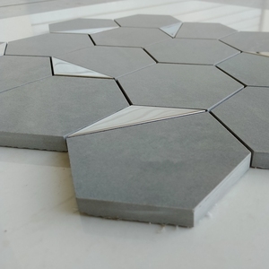 Azulejo de mosaico de cerámica PVD de plata hexagonal de lujo de 73mm Marmi SlateGrey mate brillante para pared Interior moderna para sala de estar de Villa - Product Image 2