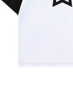 เสื้อยืดคอตตอนโอเวอร์ไซส์สั่งทำพิเศษจากผู้ผลิต สีดำขาว แขนแร็กแลน ลายดาว แฟชั่นลำลองสไตล์สตรีทแวร์ สำหรับฤดูร้อน ใส่ได้ทั้งชายและหญิง - Product Image 5