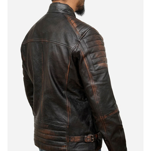 Hot Selling Men's High Street Cow Skin Leather <b>Winter</b> Jacket Stand Collar Breathable Quick Dry Waterproof Windproof Front - Product Image 5