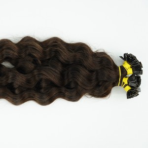 ผมต่อทำจาก100% สีน้ำตาลช็อกโกแลตผมต่อแบบสลาฟที่แข็งแรง4.0ผมหยักศกธรรมชาติขนาด20นิ้วปลายหนา - Product Image 1