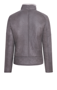 Chaqueta Bomber de piel de oveja 100% para hombre de marca personalizada, piel de vaca auténtica con cuello levantado y manga larga - Product Image 3