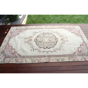 Turkish Area Rug 4.4x7.4 ft (135x226 cm), Vintage <b>Brown</b> Patchwork Rug - Product Image 3