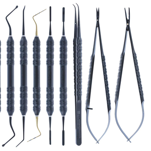 Nouvel ensemble de 10 instruments microchirurgicaux en acier inoxydable de haute qualité, argenté, manuel, certifié Pentax Medic CE ISO 13485 - Product Image 1