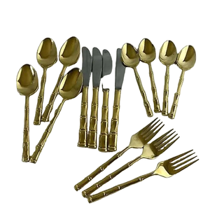 Ensemble de couverts de service plaqué or, vaisselle design fantaisie en acier inoxydable, argenterie élégante, outils de salle à manger de haute qualité - Product Image 1