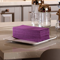 Serviettes jetables modernes de luxe aspect lin violet, biodégradables, en papier alimentaire Airlaid, 16x16 pouces, pour fêtes et événements