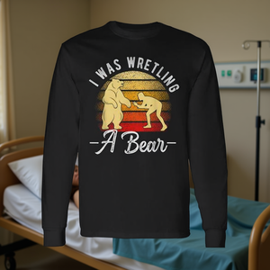 Camiseta de manga larga de lucha libre con mensaje 'Mejorarte pronto, recuperación de brazo o pierna rota', producto promocional - Product Image 3