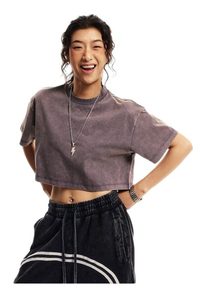 <b>Drop</b> Shoulder Custom Print Oversized <b>Acid</b> Washed Vintage Cropped Cotton Vintage Boxy Women Cropped T-shirt for men - Product Image 2