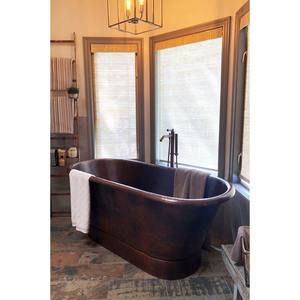 Bañera de remojo independiente ovalada de cobre martillado Bañera de cobre de remojo profunda rústica moderna - Product Image 2