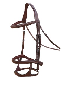 Bride à double nez Bride multifonctionnelle Style occidental Bride à dos de cheval en cuir fini mat Fournitures équestres - Product Image 2