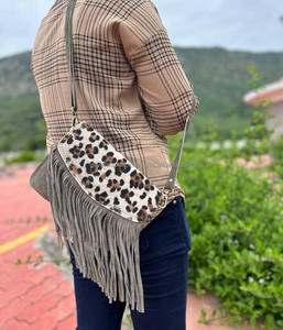 New Western Stylish Animal Print Fur Genuine Leather Fringe <b>Bag</b> High Quality <b>Boho</b> Style Women Real Leather Fringe Crossbody <b>Bags</b> - Product Image 2