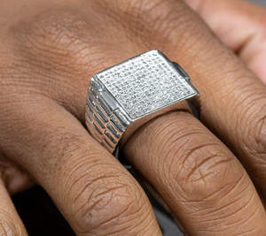 Bague de luxe personnalisée pour homme, style hip-hop, avec gros diamants glacés, en argent massif 925, diamants Moissanite VVS1 véritables, plaqué rhodium - Product Image 3