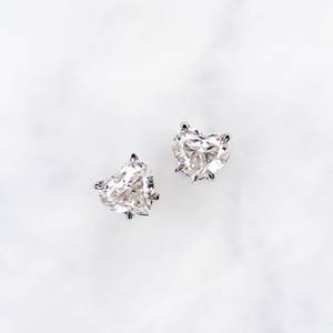Modern <b>Heart</b> Cut Moissanite <b>Earrings</b> 4 Carat Studs with Four Prong Setting Handmade Push Back Studs Elegant Fashion Jewelry - Product Image 1