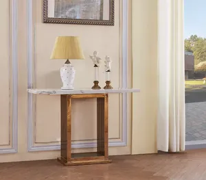 Consola de pasillo de diseño caliente, mesa lateral de hierro con acabado dorado, mesa de centro lateral para sofá superior de mármol, muebles para el hogar, gran oferta - Product Image 5