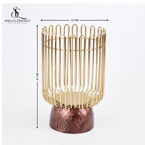 Bougeoir ouragan en métal avec une base en métal antique cuivre ensemble de 2 parfait pour la décoration vintage et moderne." - Product Image 4