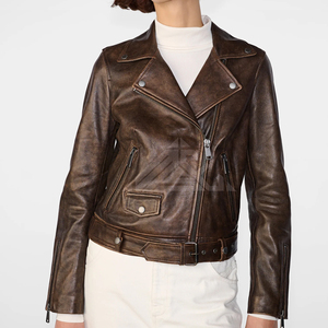 Veste de moto en cuir de mouton véritable pour femmes de haute qualité prête pour l'hiver OEM Logo personnalisable couleurs tailles pour les marques de vêtements - Product Image 2