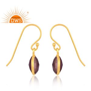 ต่างหูควอตซ์ชุบทอง18K คู่ชุบทอง18K ต่างหูห้อยอัญมณี - Product Image 3