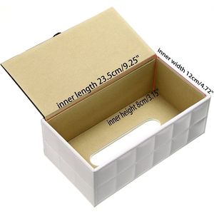 Moderna scatola rettangolare in ceramica porta fazzoletti in pelle sintetica Dispenser per tovaglioli con motivo quadrato in finta pelle - Product Image 3