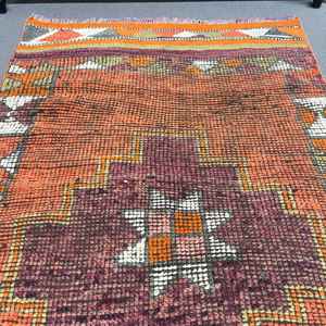 พรมวิ่งสไตล์ตุรกี ขนาด 3x10.7 ฟุต (91x325 ซม.) ลายตารางสีส้มแบบวินเทจ - Product Image 3