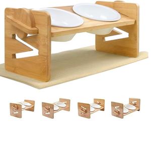 Adjustable Bamboo Pet Food <b>Bowl</b> with <b>Stand</b> Customized Logo Eco-Friendly Comederos Para Perros Large <b>Dog</b> <b>Bowl</b> for <b>Dogs</b> and Cats - Product Image 4