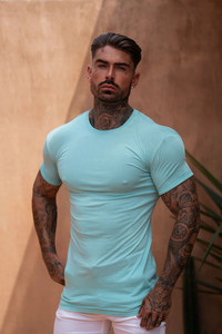 Los más vendidos New Mint Bamboo Crew Neck Camisetas para hombres Transpirable Bascis Cotton Custom Logo Gym Active Fitness Camiseta para hombres - Product Image 2