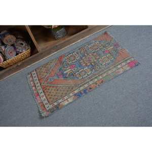 Tapis Ethnique Bleu Orange Turc Vintage 16X31 Pieds Rectangle Classique Patchwork Design Laine Polyester pour Entrée Salon Latex - Product Image 2