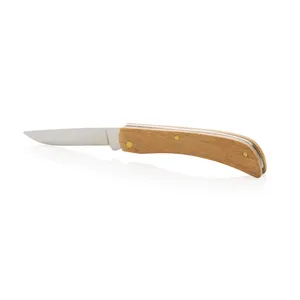 Coltello Tascabile Sostenibile in Legno FSC e Acciaio Inossidabile, Design Compatto per Campeggio all'Aperto - Utensili Ecologici - Product Image 1