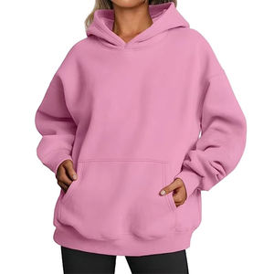 Meilleure vente femmes décontracté coton tricoté à manches longues pull à capuche solide motif avant Logo femmes automne hiver à capuche - Product Image 2