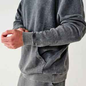 Marque privée Ensemble de jogging en polaire Tech Survêtement solide délavé à l'acide avec pulls à capuche 100% coton écologique pour l'hiver - Product Image 4