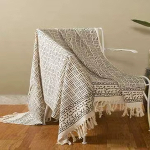 Bloque de mano de algodón de lujo de alta calidad impreso ecológico para cama sofá Decoración Para sala de estar textil elegante para el hogar buen precio - Product Image 1