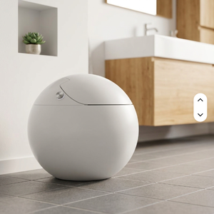 WC intelligent de luxe à fermeture automatique, forme œuf, avec capteur de chasse d'eau, bidet intégré, siège chauffant électrique, contrôlé par application, mural, pour hôtel - Product Image 1