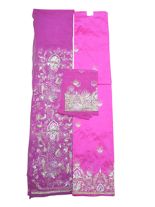 Tela George con Cuentas de Lavanda y Bordado Plateado, Material de Encaje de Lujo para Bodas Nigerianas - Product Image 2