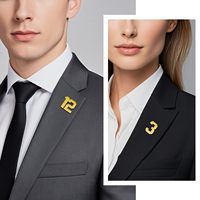 Broches personnalisées sur mesure en forme de pièce de monnaie avec numéro 0-100, plaquées or, pour costumes, cravates, chapeaux, hommes et femmes