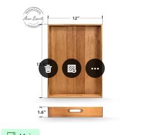 Plateau de service en bois de qualité supérieure avec poignées découpées Parfait pour le petit-déjeuner au lit Cuisine Salle à manger Maison et hôtel - Product Image 3