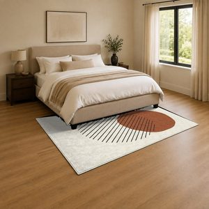 Alfombra de Chenilla Lavable a Máquina con Estampado Digital Persa Bohemio en Terracota Dorado, Antideslizante, Modelo LXDP-0377 de RUGS DEPOT, Venta al Por Mayor - Product Image 3