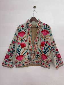 Handmade Suzani <b>Kantha</b> Embroidered Cotton <b>Jacket</b> Boho Overcoat Pattern Handmade Coat Floral Embroidered Velvet <b>Jacket</b> - Product Image 5